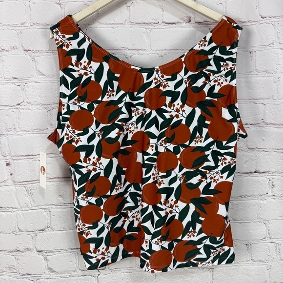 Honey Mark plus size swimsuit 2 piece tankini shorts Brown Wrap Sleeveless 4XL - Picture 5 of 8